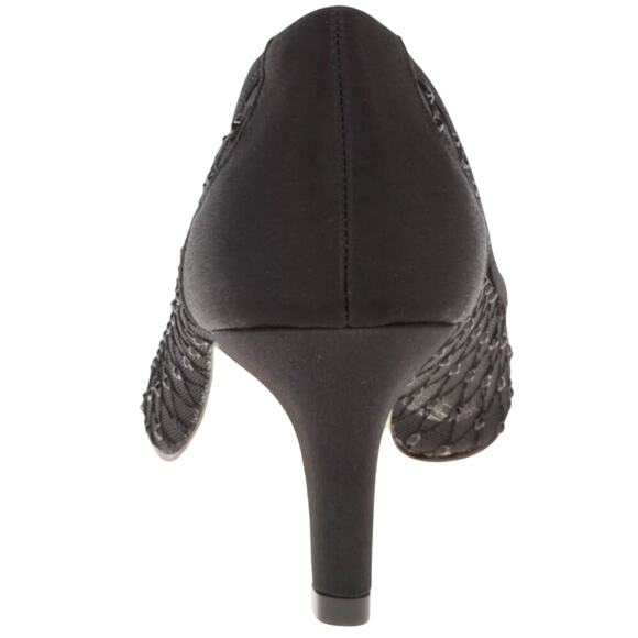 Adrianna Papell Juliette Black Aria Mesh Peeptoe Dress Pump New in Box MSRP $128 - Picture 5 of 10